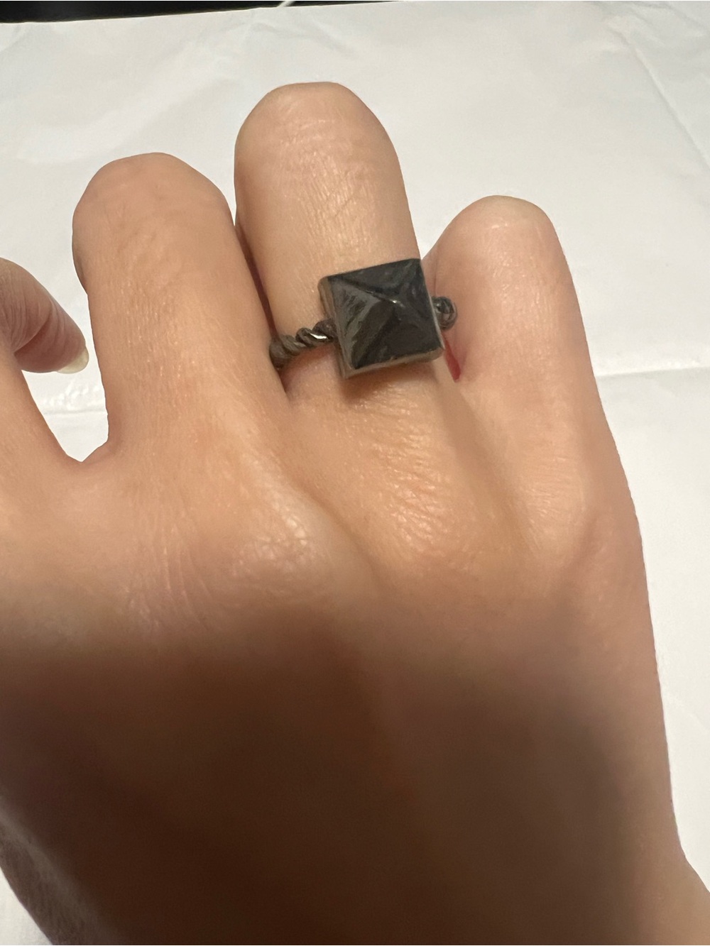 Black Pyramid Stud Square Ring - Women's Fashion Ring